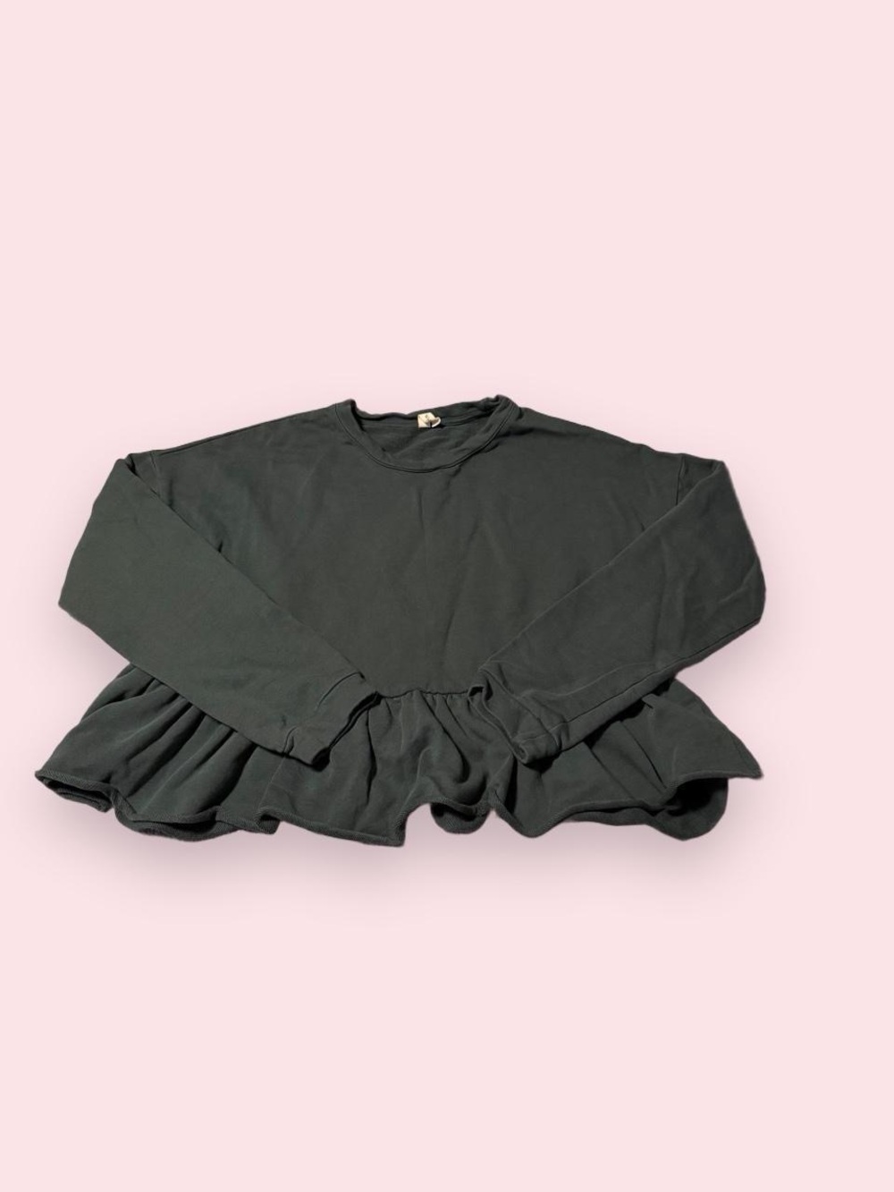 Wishlist charcoal/dark green Peplum Crewneck Sweater cropped